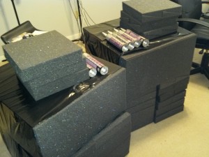 Two stacks of acoustic foam